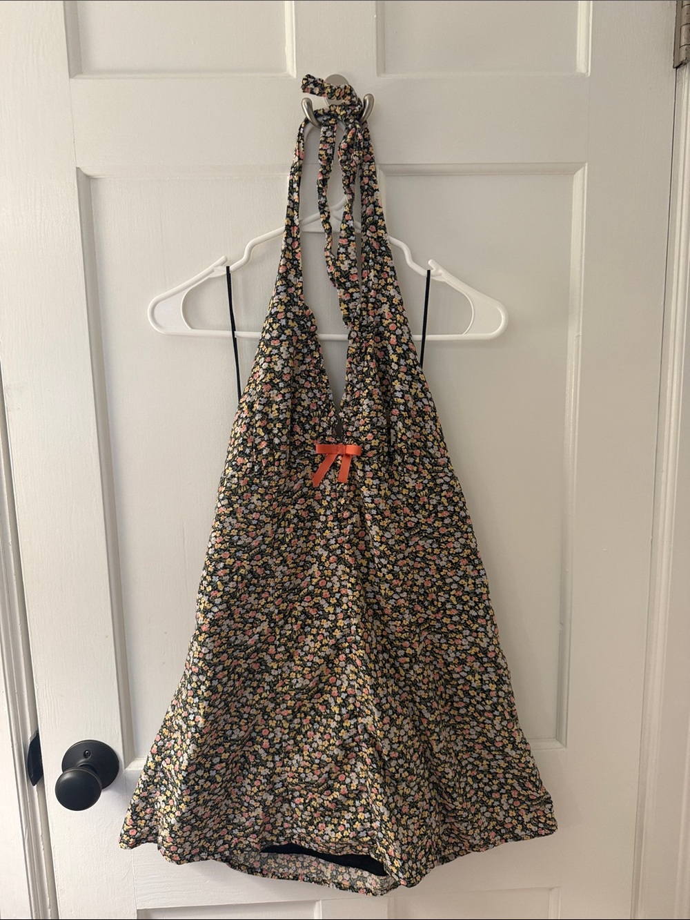 Floral Halter Mini Dress with Tiny Floral Print